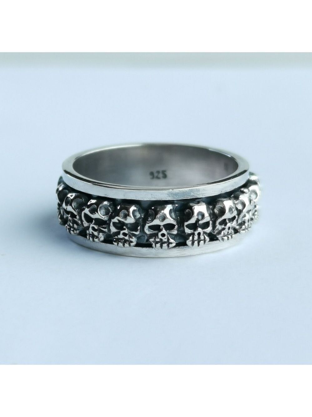 Multi Skull Band Spinning Spinner Ring in Sterling Silver size 11 🆕 unisex